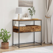 Tavolo Consolle Legno Vecchio 75x40x75 cm Legno Ingegnerizzato e Acciaio