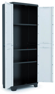 Armadio tuttoppiani Linear in resina con 3 ripiani regolabili colore grigio nero Keter