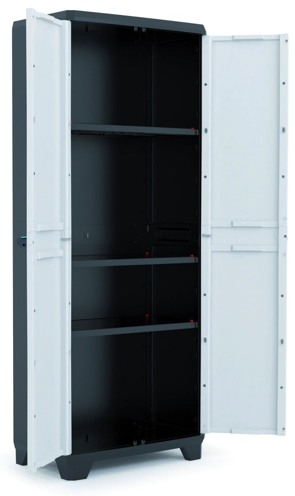 Armadio tuttoppiani Linear in resina con 3 ripiani regolabili colore grigio nero Keter
