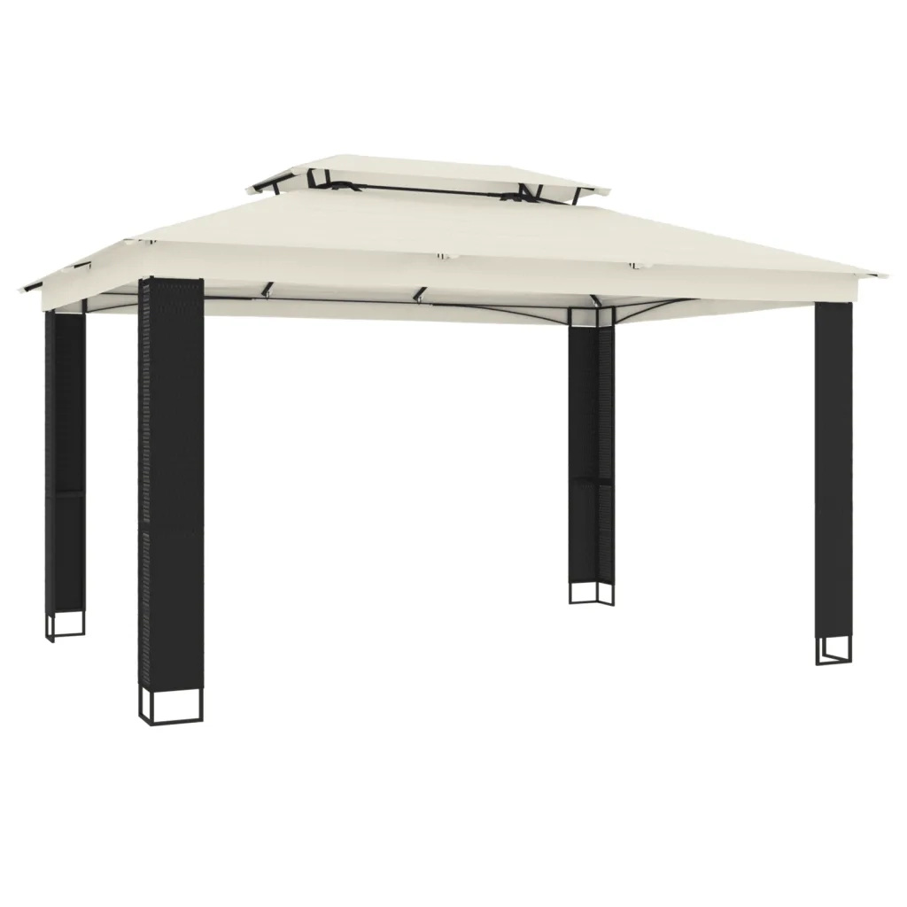 Gazebo con Tetto Doppio Crema 3,94x2,96 m in Acciaio