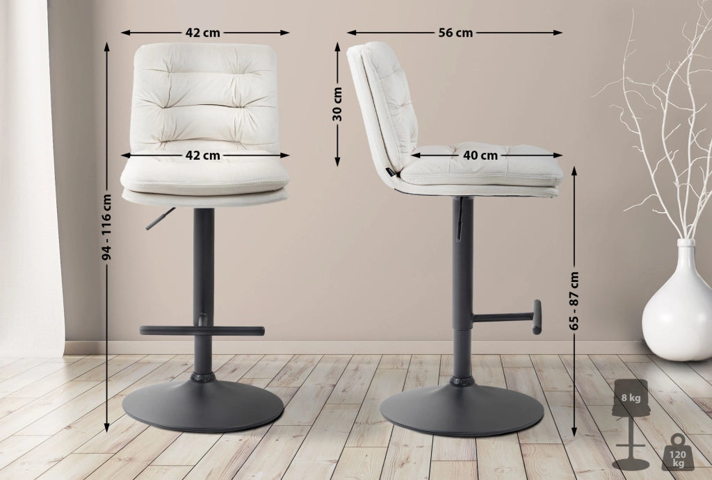 2er Set Barhocker Damar Samt schwarz