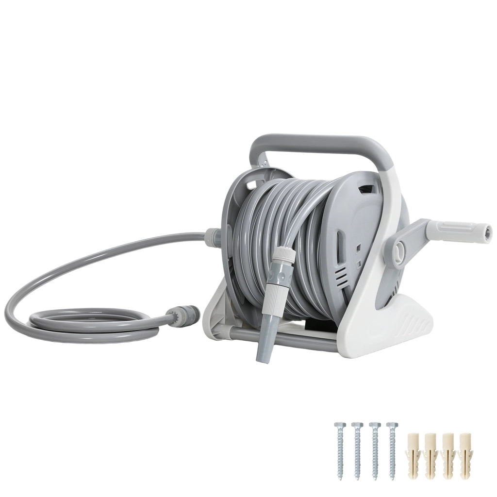 Avvolgitubo da Giardino a Muro 20+2m ¨C Xylo ¨C Grigio ? 15mm con Ugello 2 Modi