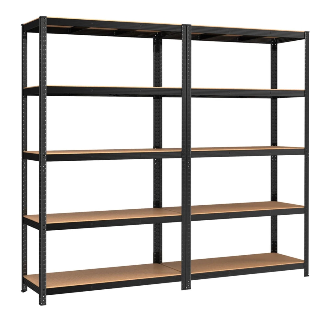 Scaffale per carichi pesanti a 5 ripiani 60 x 120 x 200 cm armadio portaoggetti in acciaio montaggio senza attrezzi ripiano da garage per cassette degli attrezzi capacità di carico 875 kg nero 12_0005570