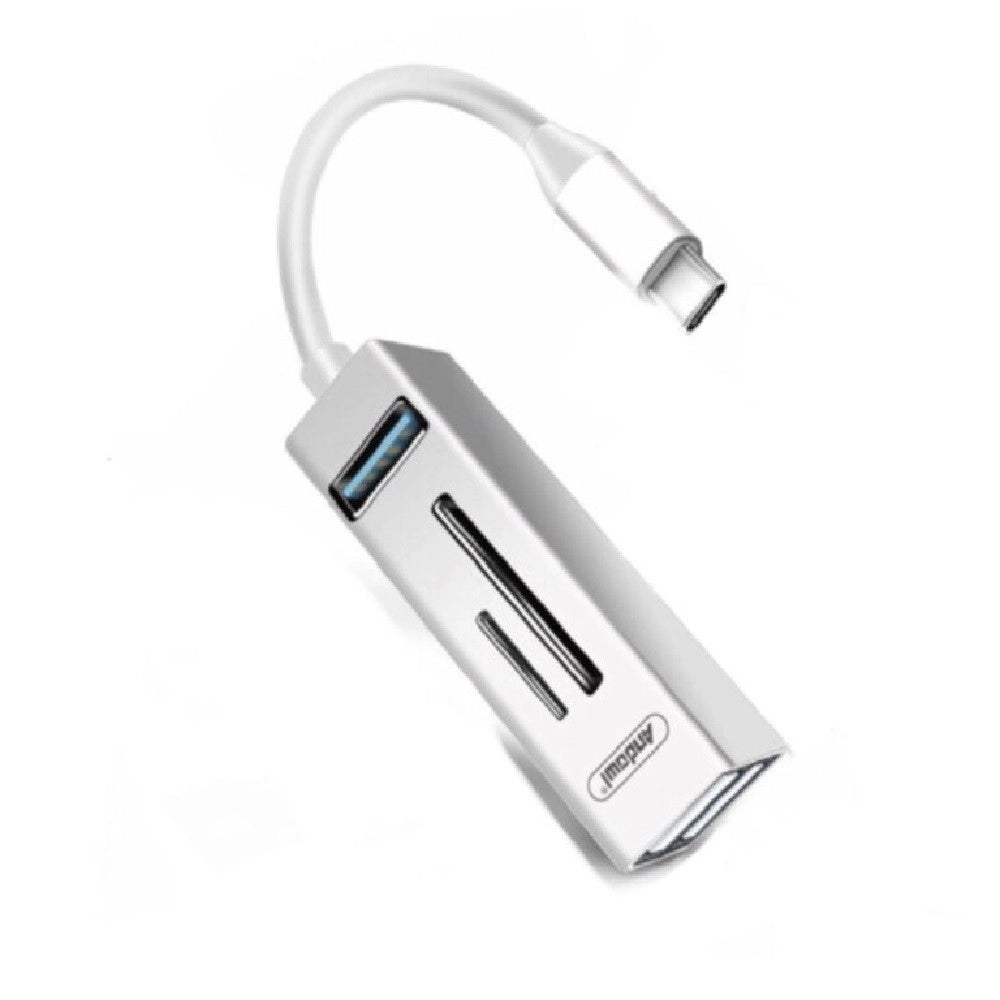 Trade Shop - Hub Usb Q-hu802 5 In 1 Adattatore Da Tipo C A Usb 3.0 Con Connessione Di Tipo C -