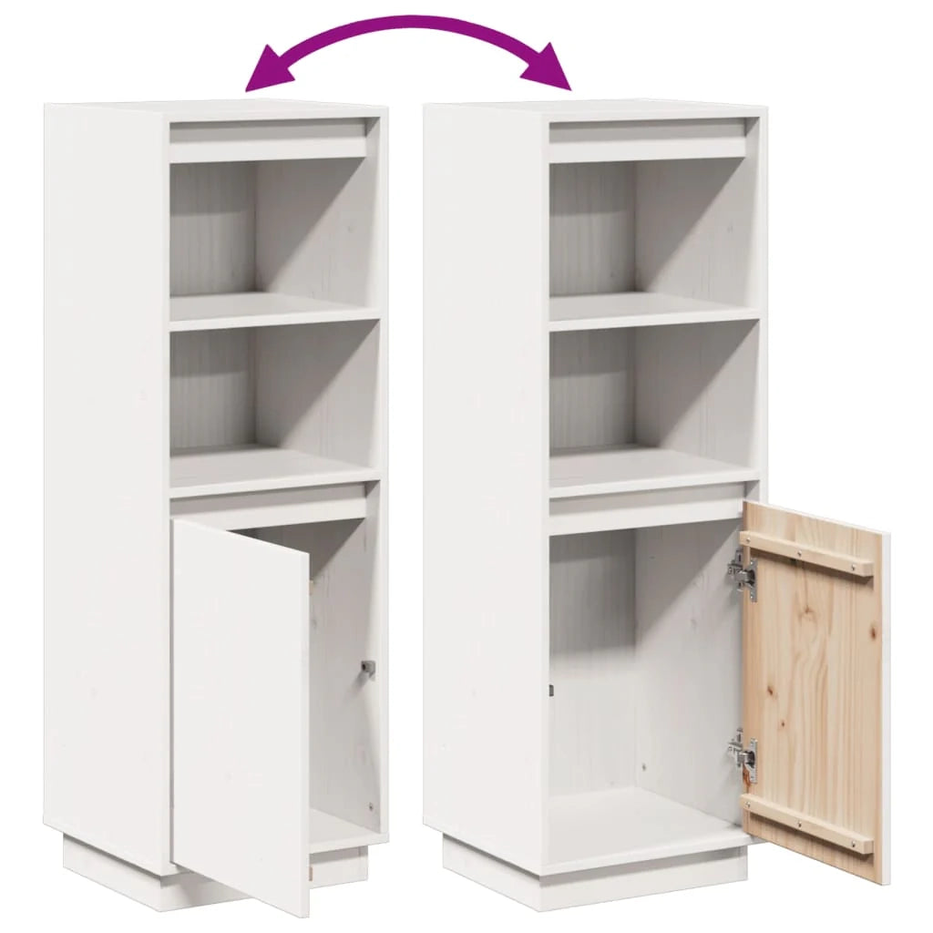 Buffet credenza cassettiera armadio mobile contenitore organizer cucina soggiorno salotto alto 37 x 34 x 110 cm legno massello di pino bianco 02_0032441