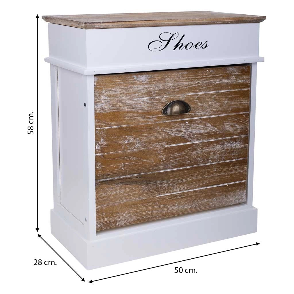 Scarpiera in legno bianco 50x28x58h