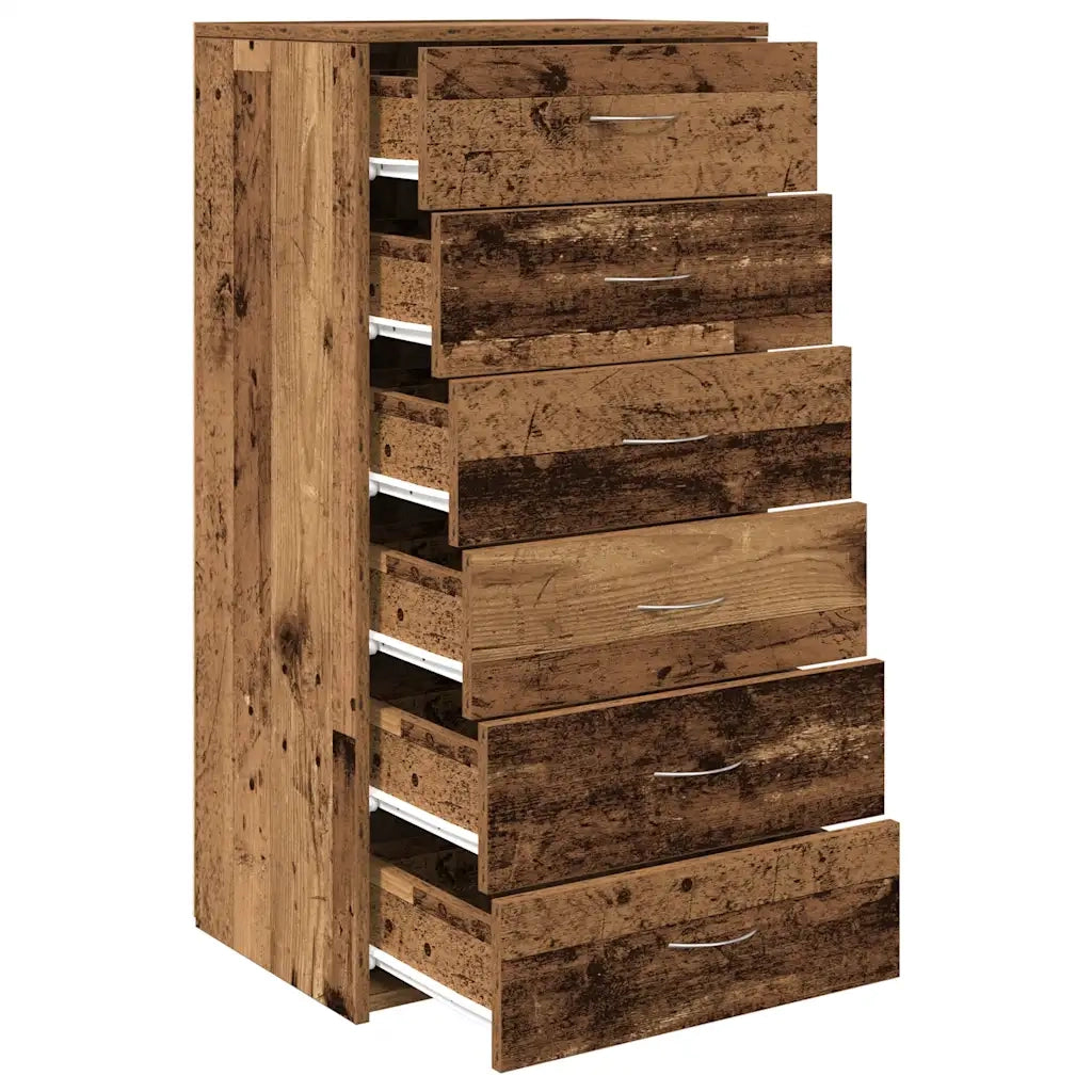 Credenza con 6 Cassetti Legno Antico 50x34x96 cm in Truciolato 855890