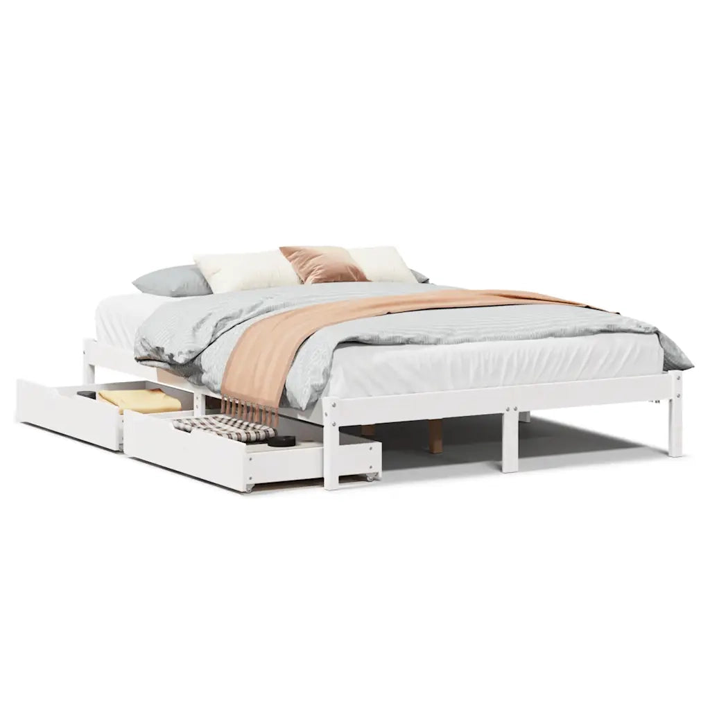 Letto senza Materasso Bianco 150x200 cm Legno Massello di Pino 3301439