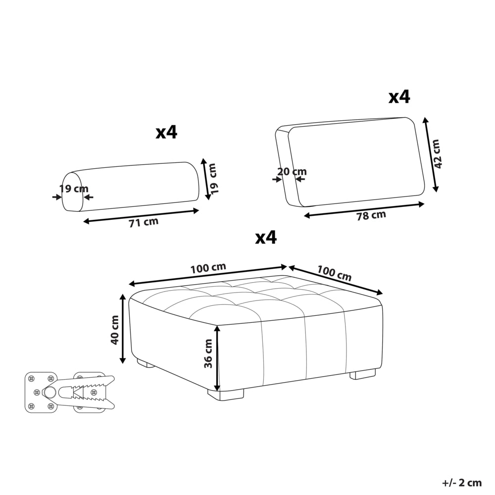 Set Divano Rosa Tessuto Poliestere 300 x 200 cm Imbottito 4 Posti Modulare Scandinavo Moderno