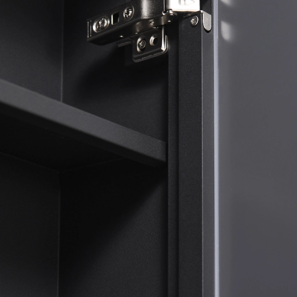 Mobiletto da bagno moderno con specchio 40x15x60 cm, 3 ripiani, colore nero