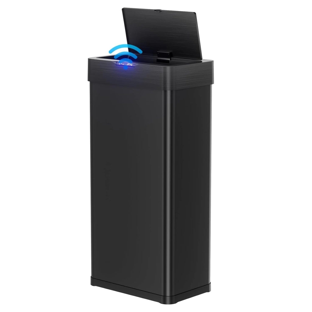 Pattumiera con sensore, pattumiera da cucina, 60 litri, coperchio elettrico con anello di serraggio per sacchetti della spazzatura, pattumiera automatica senza contatto, in acciaio inox