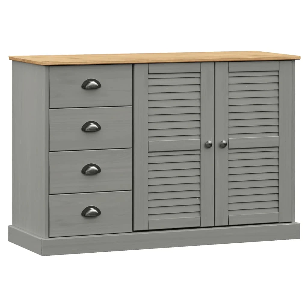 Buffet credenza cassettiera armadio mobile contenitore organizer per cucina soggiorno salotto con cassetti 113 x 40 x 75 cm legno di pino massiccio grigio 02_0030135