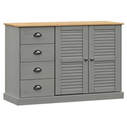 Buffet credenza cassettiera armadio mobile contenitore organizer per cucina soggiorno salotto con cassetti 113 x 40 x 75 cm legno di pino massiccio grigio 02_0030135