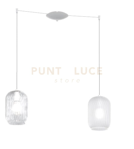 SOSPENSIONE BIANCO 2 LUCI SPOSTABILE VETRI TR + BF 1181BI-S2 S-BT