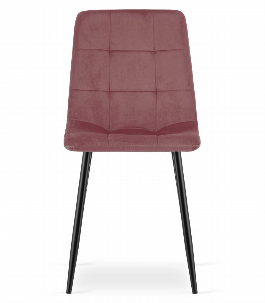 Sedia Valora PYRA in velluto rosa con gambe nere per soggiorno x3