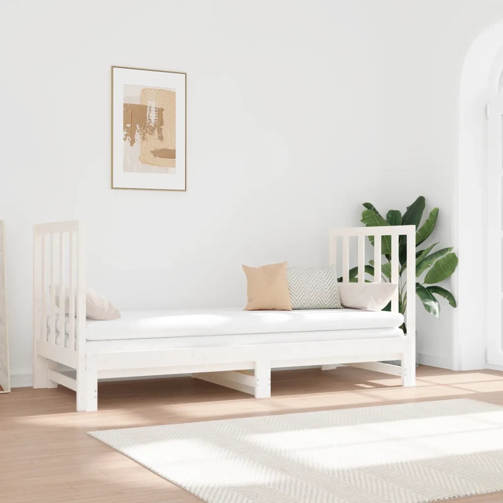 Dormeuse Estraibile Bianca 2x(90x190) cm Legno Massello di Pino 3124768