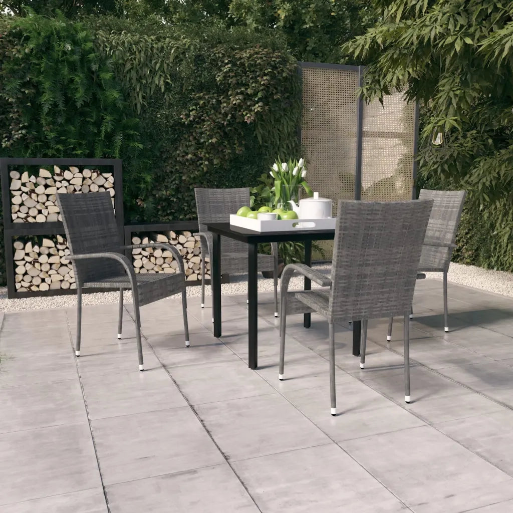 Set Mobili da Pranzo per Giardino 5 pz | Set Salotto da Giardino Grigio e Nero