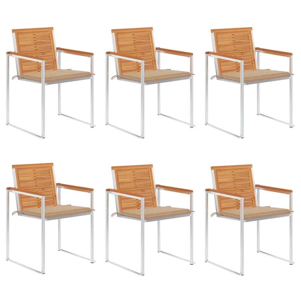 Sedie da Giardino con Cuscini 6 pz in Legno Massello di Acacia cod mxl 76295