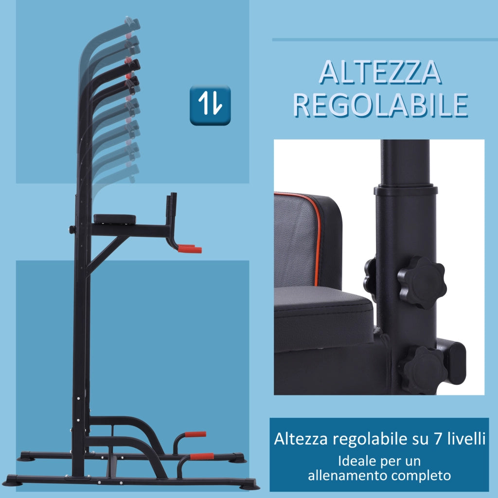 EasyComfort Barra per Trazioni Power Tower Stazione Fitness Multifunzione Regolabile 189-239cm in Acciaio Nero Rosso