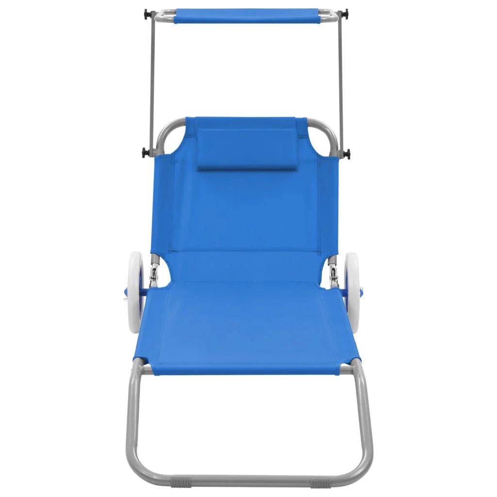 Sdraio sedia a sdraio lettino da giardino prendisole terrazza mobile da esterno pieghevole con tendalino e ruote in acciaio blu 02_0012823