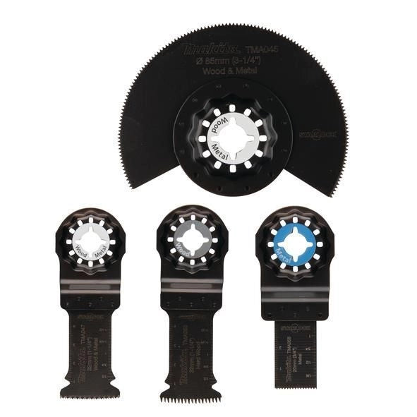 Makita B-67480 Set di Lame per Multitool Starlock 4 Pezzi Bimetalliche per Legno Metallo Cartongesso Laminato Resina Epossidica colore Nero