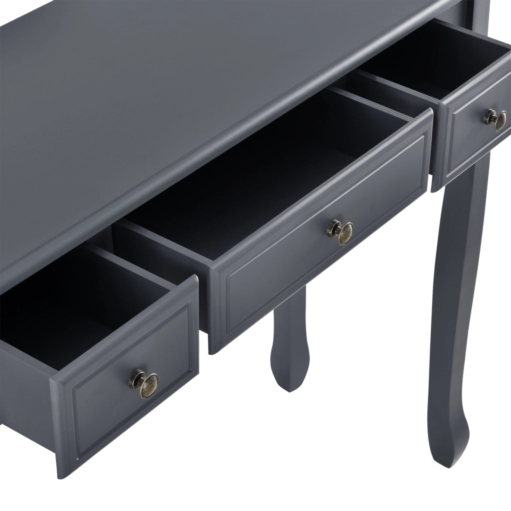 Tavolo Consolle Vintage con 3 Cassetti - Grigio Scuro [en.casa]