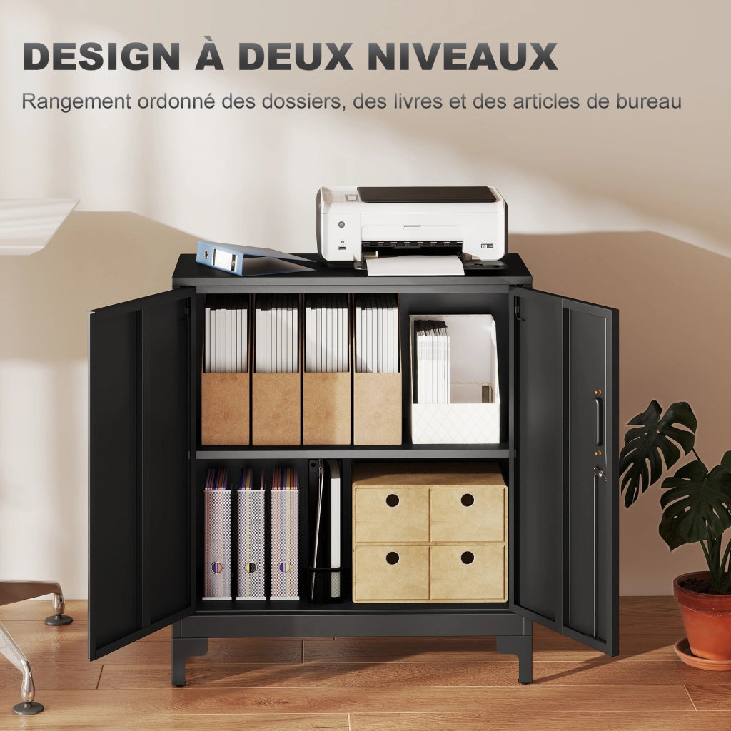 Armadio per ufficio a 2 livelli ¨C zephmum ¨C nero 80x35x91 cm