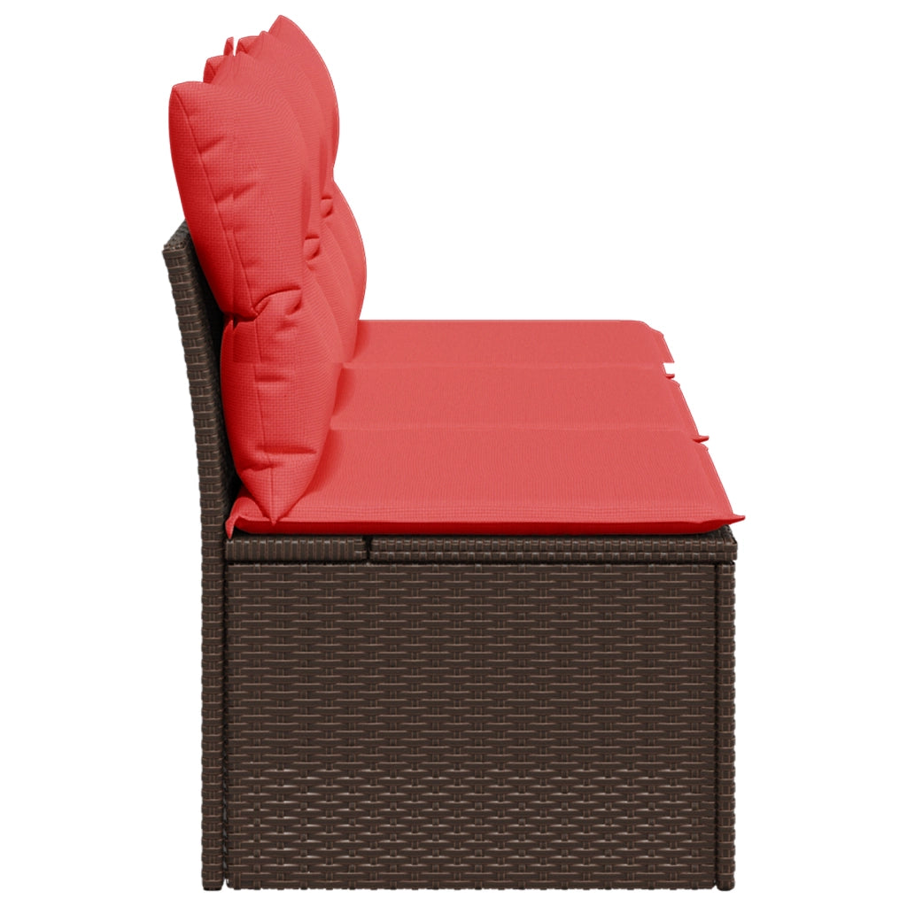 Divano da giardino con cuscini a 3 posti marrone in polyrattan