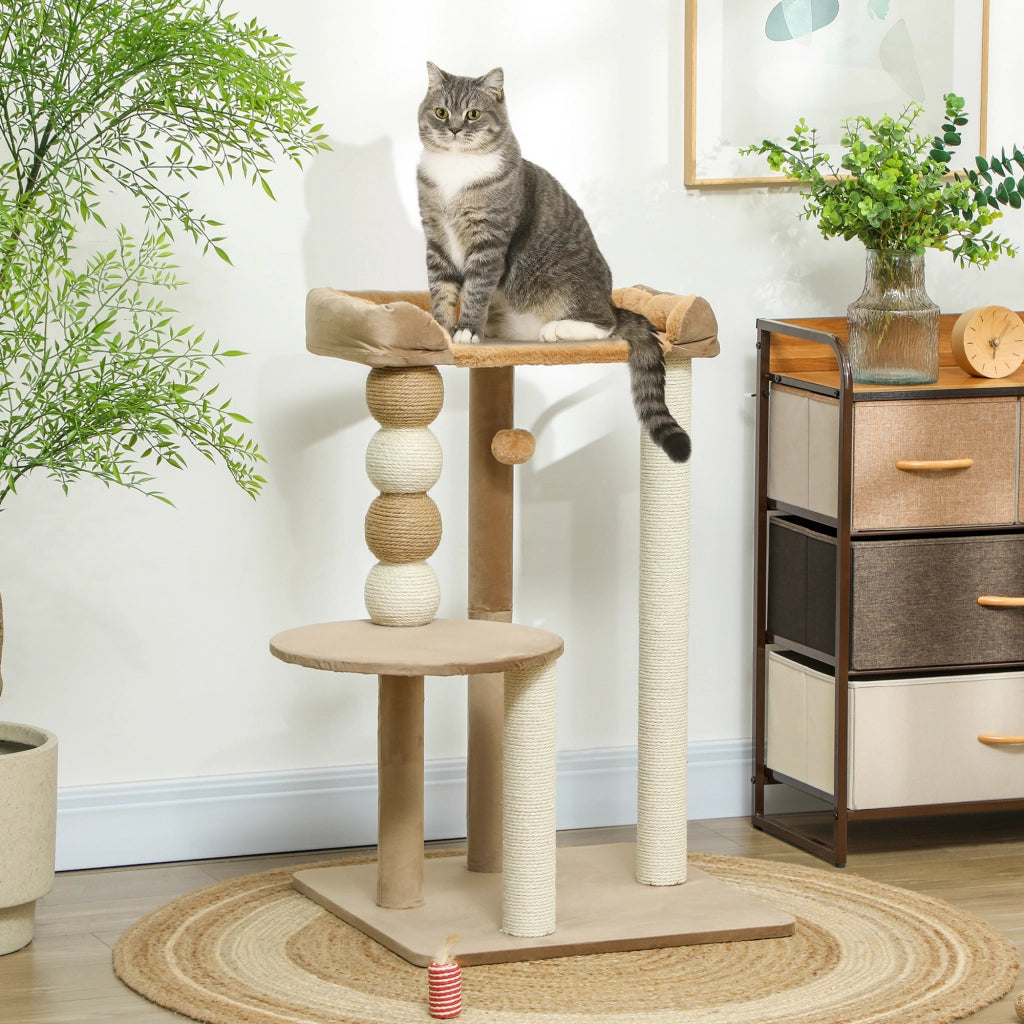 Torre per gatti con letto e tiragraffi ¨C zephmum ¨C marrone 56x54x86 cm