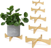 Stand per piante in bambù - Unico supporto per vaso da terra e piante - Contenitore per piante da esterno - Stand per piante moderna per esposizione (natura) - Set da 5 pezzi