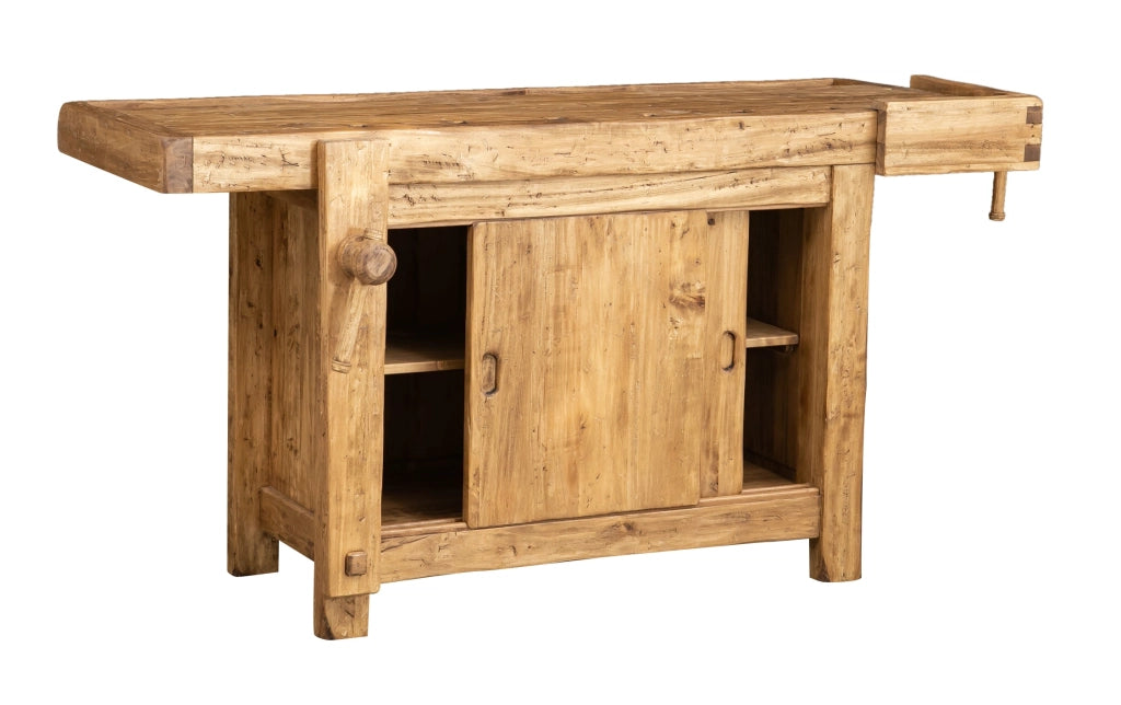 Biscottini Banco da lavoro Country in legno massello di tiglio finitura naturale Made in Italy