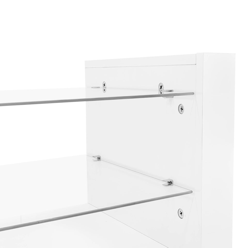 MOBILE TV con Tavolino Bianco Lucido LED Set 2 unità 181x38x38 cm e 100x50x40,3 cm