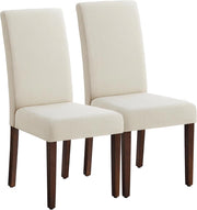 VASAGLE Sedie da Pranzo, Sedie Parsons da Cucina, Schienale Alto, per Sala da Pranzo, Set di 2, Seduta Imbottita Spessa, 58 x 48 x 100 cm, Bianco Crema KDC158W01