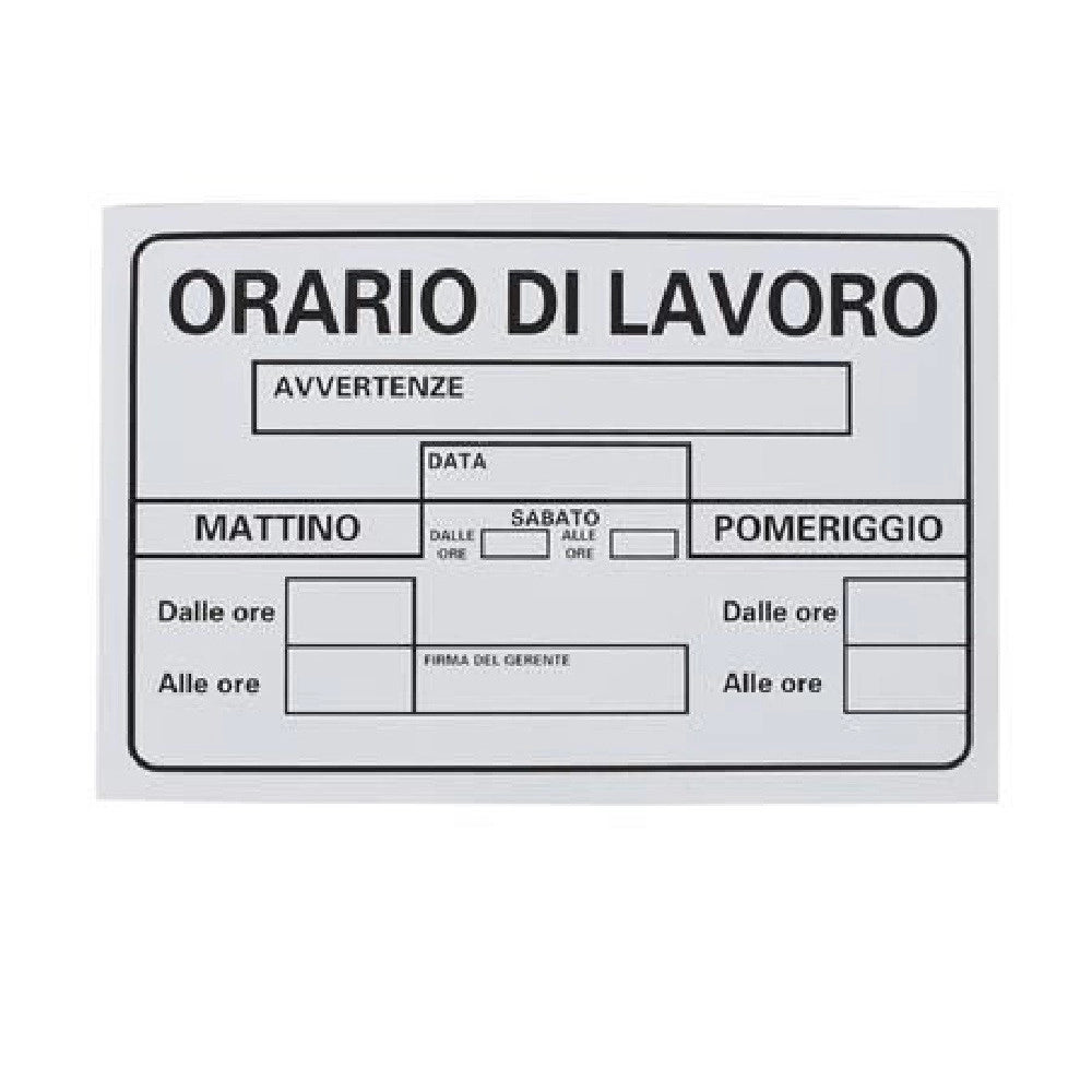 Trade Shop - Cartello Targa In Pvc 30 X 20 Cm Orario Di Lavoro Ufficio Attivita' Segnaletica -