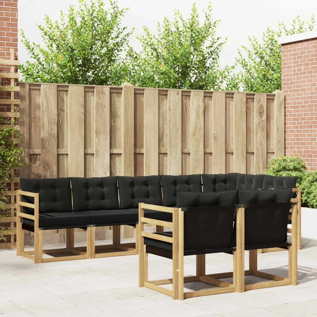 Set di divani da esterno con cuscino 8 pcs Bianco e Nero