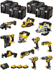 DeWALT Kit DWK1100T (DCD796 + DCH273 + DCG405 + DCF887 + DCF894 + DCS331 + DCS391 + DCS355 + DCP580 + DCS369 + DCL050 + 3 Batterie 5,0 Ah + Caricabatterie + 4 x TSTAK VI)