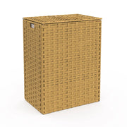 IDMarket - ALVIN cesto para la ropa efecto ratán, 2 cubos, tejido crudo
