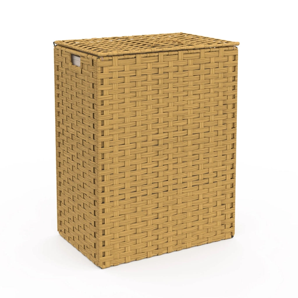 IDMarket - ALVIN cesto para la ropa efecto ratán, 2 cubos, tejido crudo