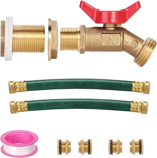 Kit di connessione per serbatoio di pioggia - set in ottone - comprensivo di tubi