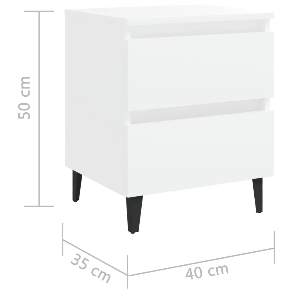 Comodini 2 pz Bianco Lucido 40x35x50 cm in Legno Multistrato cod mxl 31153