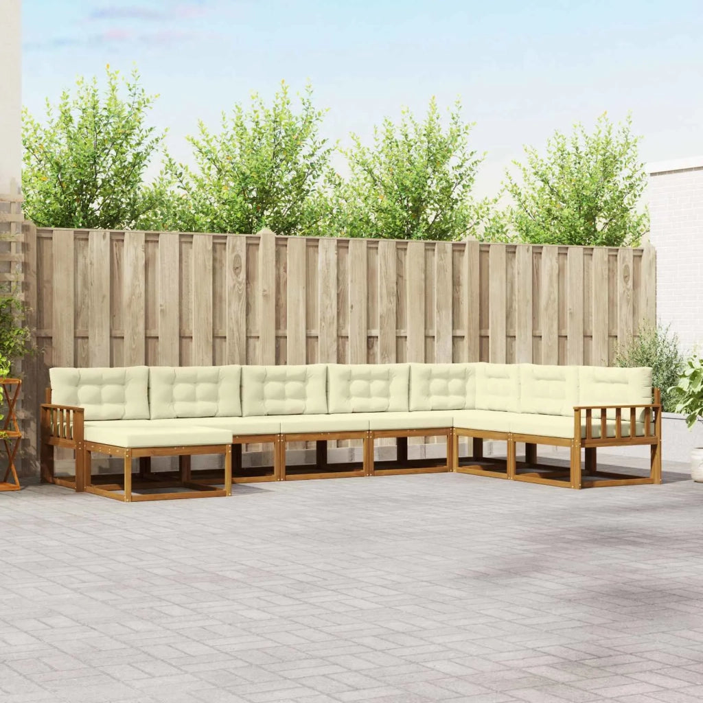 Set di divani da esterno con cuscino 8 pcs Naturale e Crema