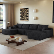 Divano modulare angolare con chaise longue 340x175x83 cm nero