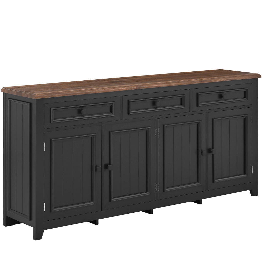 Sideboard nero in MDF 160x35x76 cm con 3 cassetti e 4 ante, design moderno e minimalista