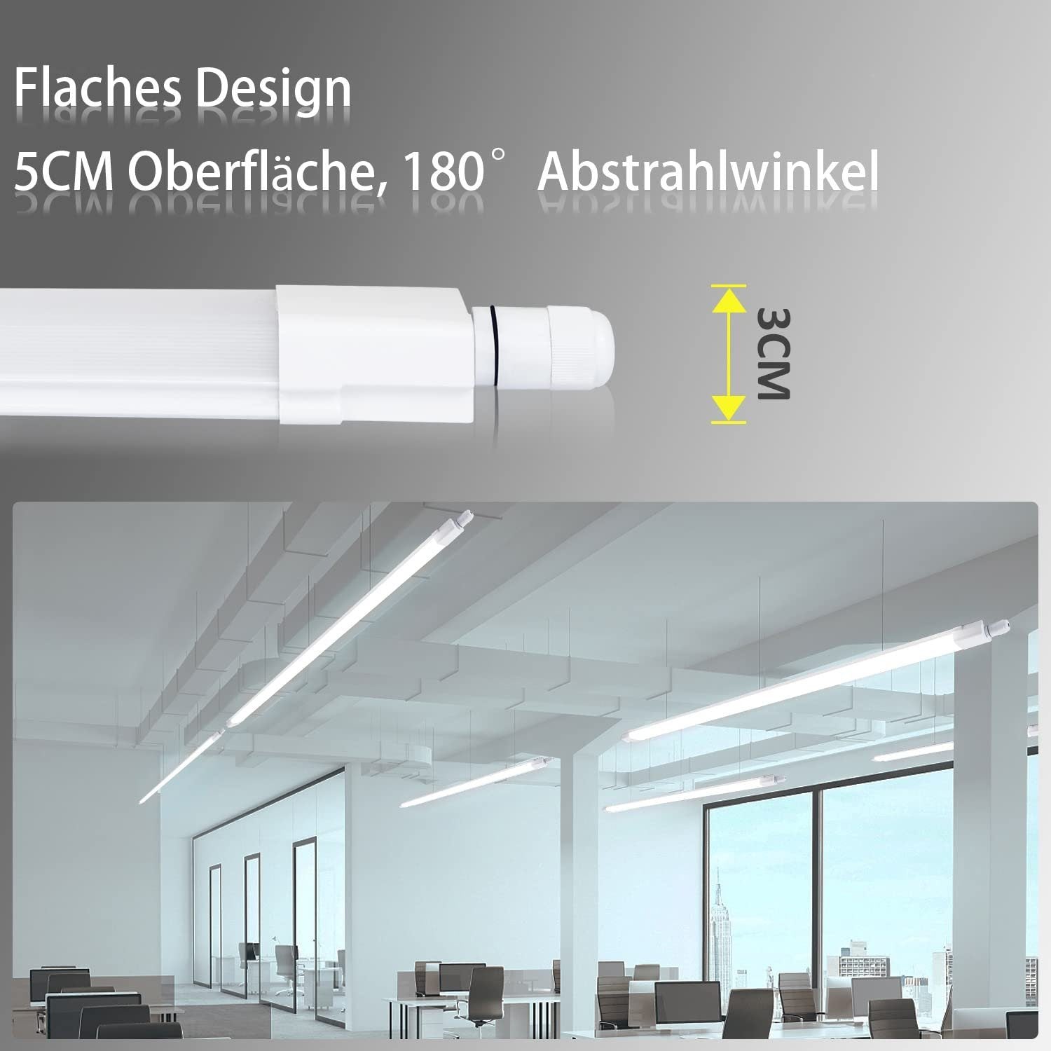 ZMH Lampada da soffitto impermeabile tubo fluorescente 120 cm
