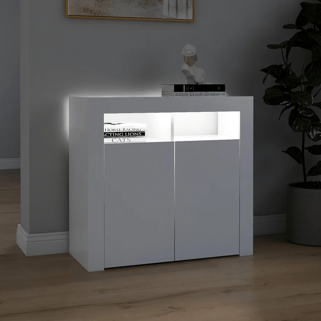 Credenza con Luci LED Bianca 80x35x75 cm 804328