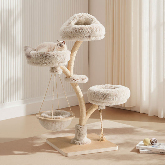 Fudajo Albero tiragraffi con design a rami 130 cm con peluche e sisal