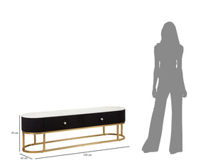 Mobile Tv Montpellier Nero 150x42x45 cm in Ferro Legno