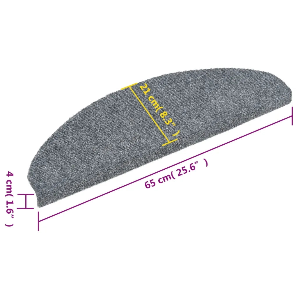 Tappetini per scale autoadesivi 10 pz 65x21x4 cm Grigio chiaro Semicircolari Grandi 149705