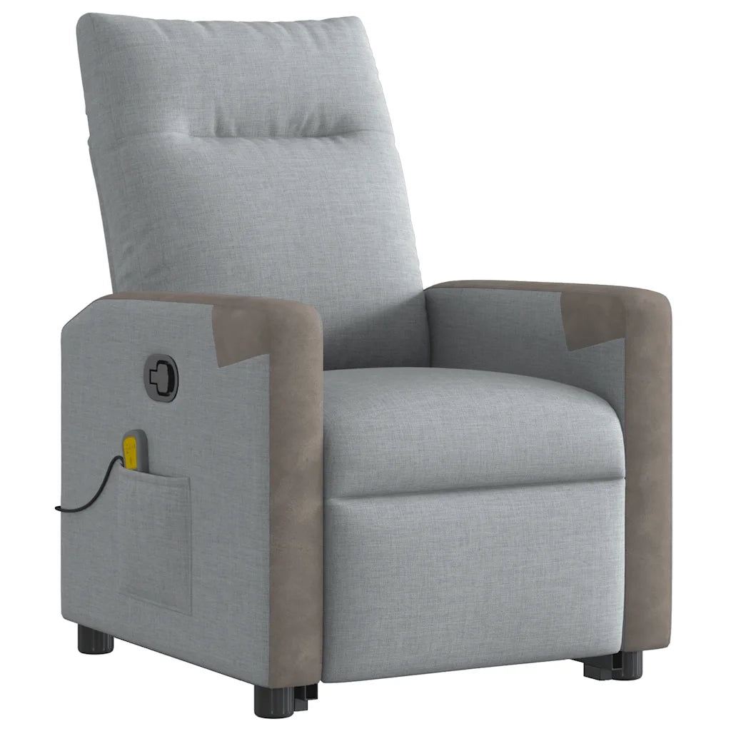 Poltrona Alzapersona Massaggi Reclinabile Grigio Chiaro Tessuto 3324095