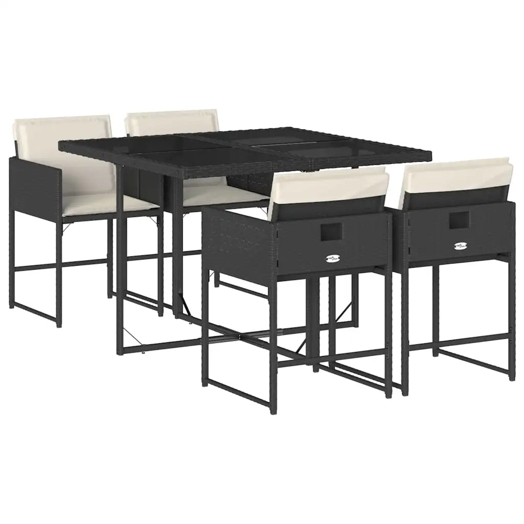 vidaXL Set da Pranzo da Giardino 5 pz Nero con Cuscini in Polyrattan